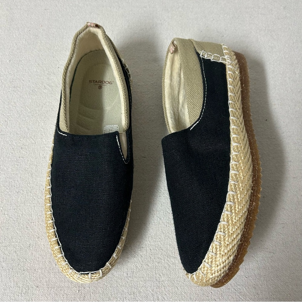 Stardog Loungewear Shoes Women 9 Black Clementine Organic Hemp Canvas Espadrille